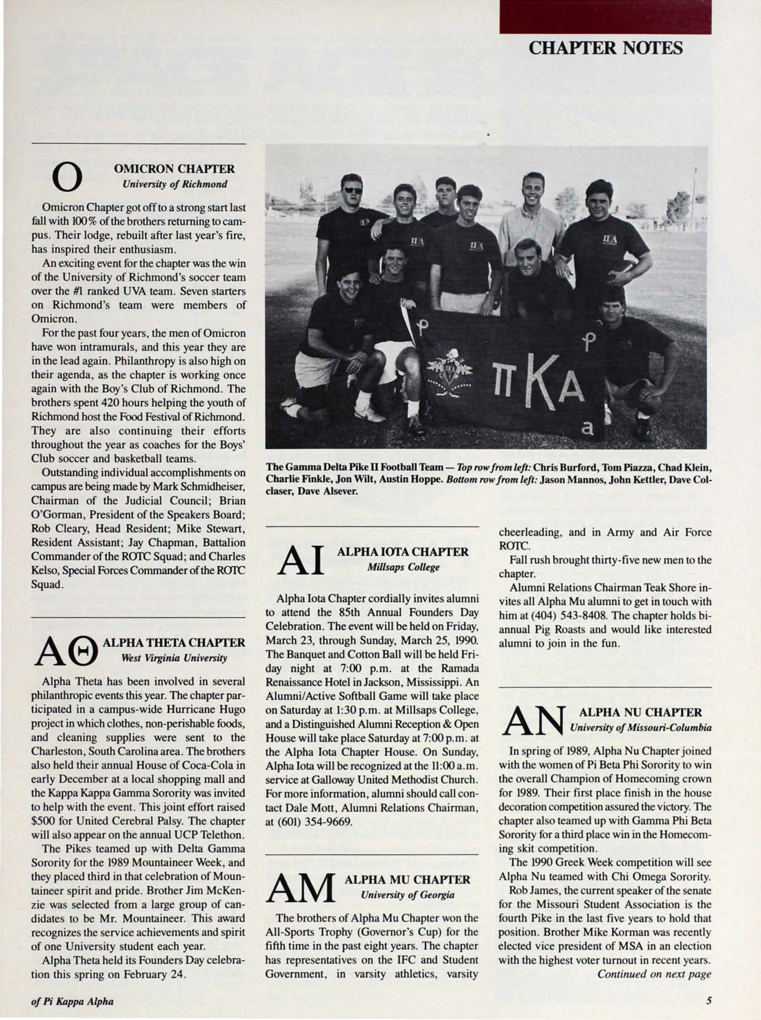 Chapter Notes, March 1990